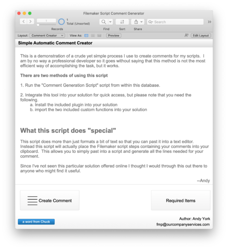 More information about "Filemaker Script Comment Generator"